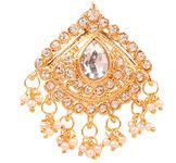 Touchstone Indian Bollywood Impressive Studded Look Fine Grain Work White Rhinestone Beads Designer Bridal Jewelry Hair Accessory Jurapin In Gold Tone For Women.