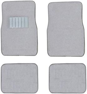 New Carpet Car Floor Mats 4 Pc Set for Cars Trucks SUVS with Heel Pad -Front and Rear Mats Universal Classic Matching Heel Pad (Light Gray)