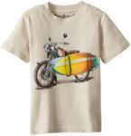 Wes & Willy Little Boys' Surfer Motorcycle Short Sleeve Tee Toddler, Bone, 4 Years