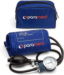 PARAMED Aneroid Sphygmomanometer – Manual Blood Pressure Cuff with Universal Cuff 8.7-16.5" and D-Ring – Carrying Case in The kit – Blue – Stethoscope Not Included