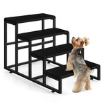 Dog Stairs for Couch Black Dog Steps Ramp for Small Medium Large Dogs 4 Tier Pet Stairs Steps with for Puppy, Cats, Indoor Dog Stairs for High Beds, Chairs and Cars