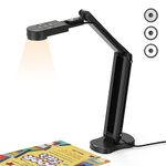 THUSTAND 8MP Visualiser/Document Camera, Webcam 4K with A3 format, LED Light, Image Invert Function, Fold, Dual Microphones for Mac OS, Windows, Zoom, OBS work (black)