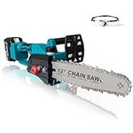 12 Inch Electric Chainsaw,800W Lightweight Cordless Chainsaw with Oiler System and Security Lock,Battery Chainsaw for Cutting Wood and Trimming,3 Year Warranty（Tool Only No Battery）