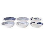 Royal Doulton Bowl - Pacific Blue Collection Pasta Bowls - Porcelain Tableware Set of 6 - Perfect for Pasta, Soup and Dessert - 22cm