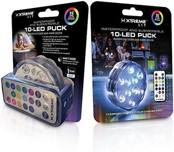 Xtreme Waterproof LED Puck Light, 15 Color Settings, Great for Vases, Bowls, Pools, Bathtubs or Any Water Filled Containers, Remote Control Included (3 AAA Batteries Not Included) (1-Pack)