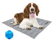 Coleman Dog Cooling Mat with Toy, Pressure Activated Gel Pad, Cool Pet Bed for Summer, Grey, 24"x 1"x 30"