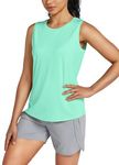 Willit Women's Workout Tank Tops Sleeveless Running Yoga Tops Quick Dry Active Shirts Gym Exercise Loose Fit Aqua S