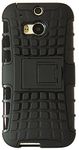 Exian HTC One M8 Armoured Case with Stand Black- Retail Packaging -