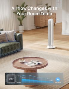 Dreo Smart Tower Fan – Silent 28dB Bladeless, 90° Oscillating, WiFi/Alexa, 4 Speeds, White