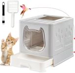 Suhaco Cat Litter Box Enclosure with Lid Hidden Covered Kitten Litter Box Top Entry Kitty Litter Boxes (Grey)