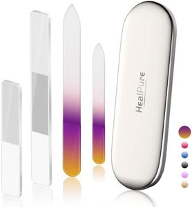 Glass Nail File and Shiner – 4PC Double Sided Etched Crystal Nail Buffer Files and Nano Nail Polishers, Professional Salon Manicure Tools Kit for Acrylic and Natural Nail (Gradient)