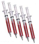 5 Double Value Novelty Blood Syringe Pens with extra refills. Double value double life. Great Stocking filler