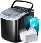 Countertop Ice Maker Machine, Portable Ice Maker with Handle, 27lbs/24Hrs, 6Mins/9 Pcs ice Cubes, Self-Cleaning Ice Maker with Ice Basket/Scoop, Ice Makers Countertop for Home/Kitchen/Office(Black)