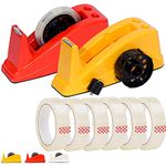 LUCID...We Build Relations Premier Quality 1 Tape Dispenser Cutter with Complementary 6, 0.75 Inch Tape Dispenser for Packing Packages with Matte Finish and Sharp Blade Parer Cutter (Assorted Color)