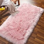 Faux Sheepskin Rug Fluffy Rug,Fluffy Area Small Rugs Shaggy Rugs for Bedroom Rug Fluffy Sofa Floor Carpet Home Decoration Pink Rugs (P36, 23.6 x 35.4 inch)