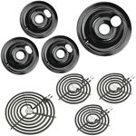 WB31M20 WB31M19 Porcelain Drip Pans WB30M1 WB30M2 Stove Burner Element Set by Blutoget - Compatible for GE Hotpoint Electric Range Cooktop- Electric Stove Drip Pans for 3 Small Burners and 1 Large