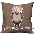 Indigifts Grandparents Best Grandpa Ever Quote Cute Grandfather Illustration Brown Cushion Cover 12x12 inches for Grandfather-Granddad-Dada-Nana-Birthday