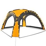 vidaXL Party Tent with LED Lighting | Yellow 100% Polyester Fabric with PA Coating | UV & Rust Resistant Fiberglass Frame | Equipped with 4 Mosquito Net Sidewalls | 3.6x3.6x2.3m