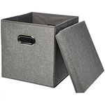 Amazon Basics Foldable Burlap Storage Cubes (2-Pack), Grey