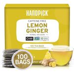 HANDPICK, Lemon Ginger Tea Bags (100 Count) | Ingredients - Lemon, Ginger, Lemongrass & Licorice | Round Eco-Conscious Herbal Tea Bags | Brew Hot Tea or Cold Brew