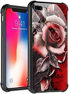 TnXee Case Compatible with iPhone 8 Case, Fantasy Rose Case for iPhone SE 2020 Case for Girls Women Pattern Design Case for iPhone 7/8/SE2 Red Rlower