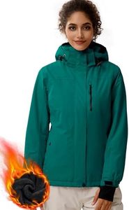 FREE SOLDIER Women's Waterproof Ski Snow Jacket Fleece Lined Warm Winter Rain Jacket with Hood Fully Taped Seams(Turquoise,L)