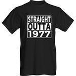 Classy Canuck Straight Outta 1977 T-Shirt - White Text - Funny 40th Birthday Gift Tee (XXX-Large)