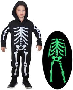 Enlifety Kids Skeleton Costume Glow in the Dark Hooded Jumpsuit 5-6 Years