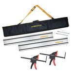 POWERTEC 110" Track Saw Guide Rail Kit for Makita and Festool, Includes 2PK 55" Guide Rails, Protective Guide Rail Bag, 2PK Guide Rail Connectors, and 2PK Track Saw Clamps (71885)