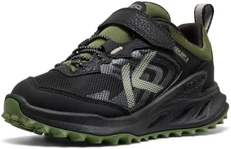 KEEN Zionic Low Height Waterproof All Terrain Easy On Hiking Shoes, Black/Bronze Green, 13 US Unisex Little Kid