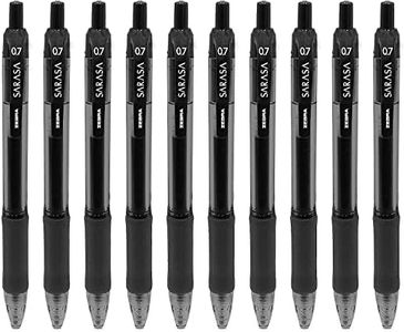 Zebra Pen Sarasa Lot de 10 stylos roller à encre gel rétractable Séchage rapide 0,7 mm Noir