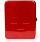 Kikkerland Empty Steel First Aid Kit Case – Multi-Purpose Medical Supply Organizer – Portable First Aid for Home, Office, & Travel, Red