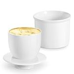 ENERFLAT Butter Crock with Lid, Butter Jar,On Demand Spreadable Butter, French Butter Keeper to Leave On Counter with Water Line, Ceramic French Butter Dish-White,350 ml