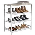 HOME BI 4-Tier Industrial Shoe Rack, Metal Shoe Storage Organizer, Durable Shoe Shelf for Closet, Hallway, Entryway, Living Room,White