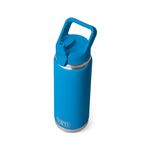 YETI Rambler 26 oz Bottle, Vacuum Insulated, Stainless Steel with Color Matching Straw Cap, Big Wave Blue