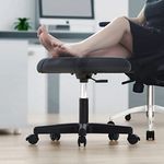 BQKOZFIN Adjustable Height Rolling Footstool Footrest Ottoman for Home Office, Black