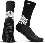 MediCaptain Soccer Grip Socks with Padded Ankle Protection, Non-Slip Grip for Blister Prevention, 13+ Years (US, Alpha, One Size, Regular, Regular, Black)