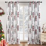 Topfinel Christmas Curtains 102 Inch Length for Living Room 2 Panels Set,Grommet Xmas Decoration Window Curtains with Christmas Tree and Snowflake Print for Bedroom,Set of 2,52x102 Inches Long