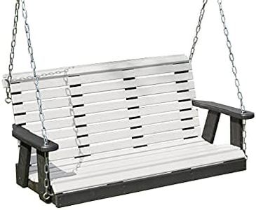 Poly Lumber Wood 5FT Porch Swing Amish Craftsmandship Made in USA HDPE with No wood fibers and 1000 lbs Limit. Stainless Steel Hardware.Signature Rollback design for Patio Outdoor Backyard Garden Park