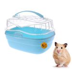 Sage Square Portable Carrier Traveler Vacation Carry Cage for Hamster/Dwarf/Gerbil/Mice Habitat - Durable & Lightweight (Blue)