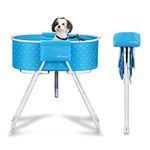 Furesh Elevated Folding Dog Bath Tub and Wash Station for Bathing, Shower, and Grooming, Foldable and Portable, Indoor and Outdoor, Perfect for Small and Medium Size Dogs, Cats and Other Pet (Blue)