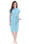 HotGown Bathrobes Premium Terry Cotton Bathrobes | Stripes Bathrobes For Womens And Girls ( Lining Sky Blue ) (M)