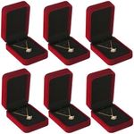 LETURE 6 Pieces Velvet Jewelry Gift Boxes for Necklace Pendant Bracelet Ring Earring, Jewelry Storage Display Case for Christmas Wedding Engagement Birthday Anniversary (Pendant Box-6PCS-RED)