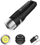 TUNENGE S12Plus Keychain Flashlight，610 High Lumen EDC Pocket Flashlight,USB C Rechargeable Mini LED Flashlight,Small Flashlight for Everyday use, Backpacking, Camping(Transparent Black)