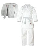 Senshi Japan Karate Gi Uniform | 100% Cotton Lightweight Martial Arts Outfit & White Belt for Training & Sparring | Taekwondo, Tang Soo Do, Shotokan, etc. | For Adults & Kids