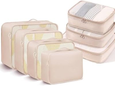 Packing Cubes, 7 Set Travel Packing Bags, Suitcase Organisers Bags for Clothes, Travel Cubes Storage Bags Luggage Accessories - Beige