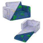 Welnow 2-in-1 Kids Sofa Chair, Glow in The Dark Convertible Toddler Chair Flip Out Children Sofa Chair Folding Kids Play Sofa with Side Pockets & Removable Cover Armrest Chair for Girl or Boy