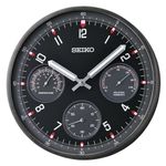 SEIKO Shelby Non Ticking Wall Clock, Black, 13 Inch