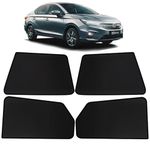 OTO2EYE Car Sun Shade Compatible for Honda City Model-2020 to 2022, Z-Black Fix Type Side Window Curtains, Only Half Cut in Front Window, 4 Pieces Set