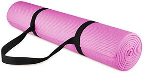 BalanceFrom All Purpose 1/4-Inch High Density Anti-Tear Exercise Yoga Mat with Carrying Strap, Pink